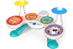 Baby Einstein, Together in Tune, Tambours Magic Touch, Instrument de Musique, 4 Modes de Jeu, 10 Mélodies avec volume réglable, Jouet musical en bois pour enfants à partir de 12 mois