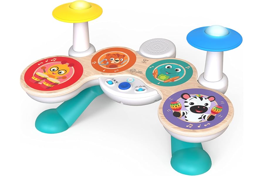 Baby Einstein, Together in Tune Drums​ Safe Wireless Wooden Musical Toddler Toy, Magic Touch Collection, Age 12 months+