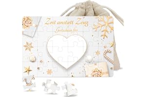 Luckeey Gutschein Puzzle 24-teilig | Zeit statt Zeug Gutscheine zum Selber Ausfüllen | Gutschein Verpackung, Gutscheinkarte, Geburtstagskarte, Gutscheine Weihnachten | Geschenke für Frauen Männer