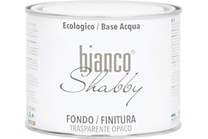 bianco Shabby® Peinture Craie Toutes Surfaces - 500 ml Vernis Transparent Mat Chalk Paint Adapté aussi aux Meubles en Bois - Vernis Incolore pour Peinture Chalky Finish