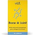 Vitl Bone & Joint Supplement - 60 Capsules - with Calcium, Manganese, Hydrolysed Type II Collagen & Turmeric - Maintenance for Joints, Bones & Cartilage - Support Mobility & Flexibility
