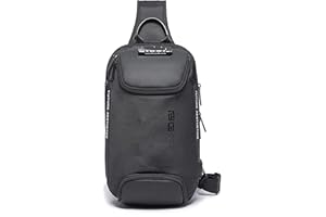FANDARE Antifurto Zaino Monospalla Zaino Spalla con USB Borsa a tracollo Uomo Sling Crossbody Bag Business Borsello a tracolla per Trekking Ciclismo Viaggio Sports Impermeabile Poliestere