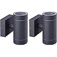 EBION 2 Pack Outdoor Wall Lights GU10 Wall Lamp Outdoor Lights, Waterproof IP65 Anthracite Aluminium Up and Down Wall Lamps for Living Room Entrance Courtyard Porch Balcony (Bulbs Not Include)