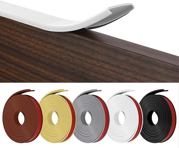 flintronic 5m*18mm U-Shape Flexible Furniture Edge Banding, Baby Safty Baby Edge Protector, Self Adhesive TPE Wood Edging Tape, DIY Furniture Edge Trim for Table, Cabinet, Furniture Restoration - 1