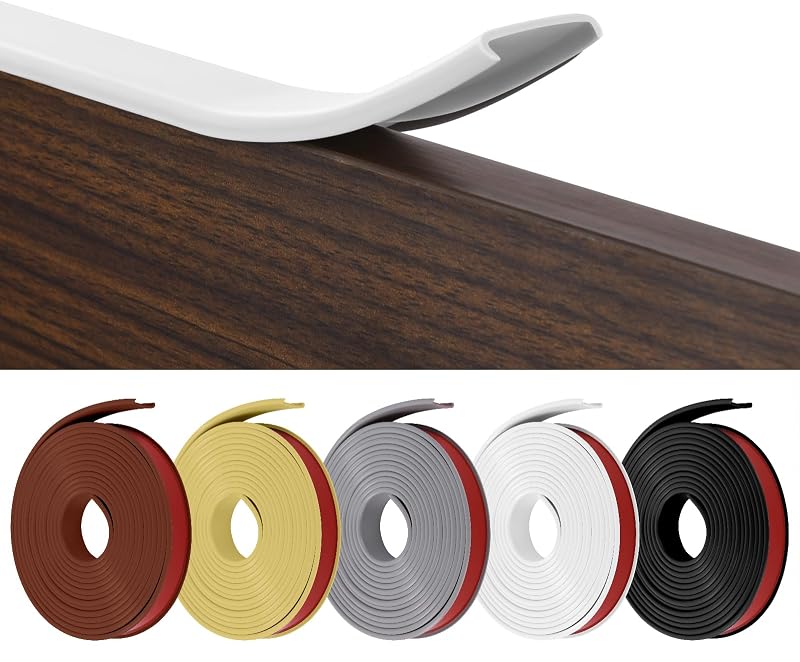 flintronic 5m*18mm U-Shape Flexible Furniture Edge Banding, Baby Safty Baby Edge Protector, Self Adhesive TPE Wood Edging Tape, DIY Furniture Edge Trim for Table, Cabinet, Furniture Restoration