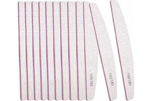 BREEZO 12PCS Professional Nail Files Double Sided Emery Board 100/180 Grit Washable Nail Files, Fingernail Buffering Files Manicure Tools Nail Styling Tools Pet Grooming Tools