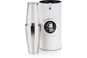 ‎BUDDY´S BAR Buddy´s Bar - Boston Shaker, 700 ml Becher + 400 ml Glas, lebensmittelecht, spülmaschinenfest, Edler Cocktailshaker inklusive Geschenkbox, Edelstahl poliert