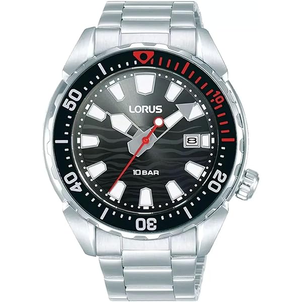 Lorus Heren analoog kwartshorloge met metalen armband RM313JX9, zwart, zwart, armband