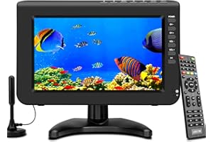 ZOSHING 10.1inch Small TV,Portable TV with Digital DVB-T2,IPS 720P Screen for USB,Freeview,H.265,DC/12Volt,HDMI,AV input,Rechargeable Battery TV for Mini Bedroom,Camping,Kitchen,Caravan