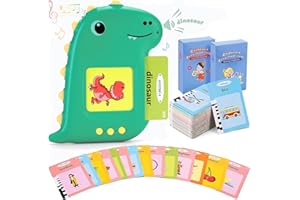 PETARMS Talking Flash Cards Educational Toys - Gifts for 2 3 4 5 6 Year Old Boys Girls Dinosaur Speech Therapy Toys Kids Audible Flash cards Toddlers Learning Machine Interactive Montessori Toys (British)