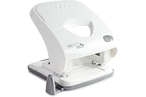 Rapesco 1526 ECO X5-40ps Perforadora de 2 Agujeros Menos Esfuerzo, Capacidad 40 Hojas, Blanco Mate