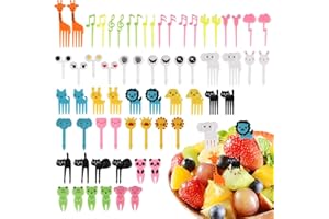 FENTAR 64 Pcs Pics Animaux, Fourchette a Fruit Enfant de Bande Dessinée Pioches Alimentaires Bento, Mini Fourchette Bento Déjeuner Déco, Nourriture Mignonne Toothpick Fourchette à Dessert, Pic Animaux Enfant