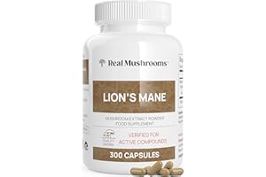 Real Mushrooms Lion’s Mane Capsules - Organic Lions Mane Mushroom Extract for Cognitive Function & Immune Support - Brain Supplements for Memory and Focus - Vegan Mushroom Supplement, 300 Caps