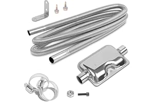 QUOTRE Tubo del Riscaldatore per Generatore, 200CM Scarico del Riscaldatore, Tubo di Scarico in Acciaio Inossidabile, Tubo del Riscaldamento di Parcheggio con Silenziatore e Kit di Morsetti