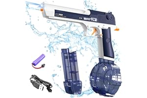 MQVXT Pistolet à Eau électrique Lumineux,Pistolet à Eau électrique pour Adultes et Enfants,487 ML,Pistolet à Eau électrique 2 en 1,Jouets d'été pour Adultes, garçons, Filles à partir (Bleu)