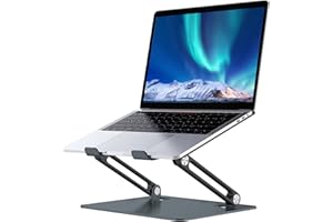 SOUNDANCE Laptop-Ständer für Schreibtisch mit Stabiler Schwerer Basis, verstellbare Höhe Multi-Winkel, ergonomischer Metall Riser, Faltbarer Aufzug, kompatibel mit 10-15-Zoll Computer, grau