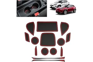 BSTW Compatibile con Toyota Yaris Cross 2021 2022 2023 2024 2025 Tappetini Antiscivolo per Yaris Cross Tappetini in Gomma per Console Centrale, Porta Bicchieri, Scanalatura Porta (Rosso)