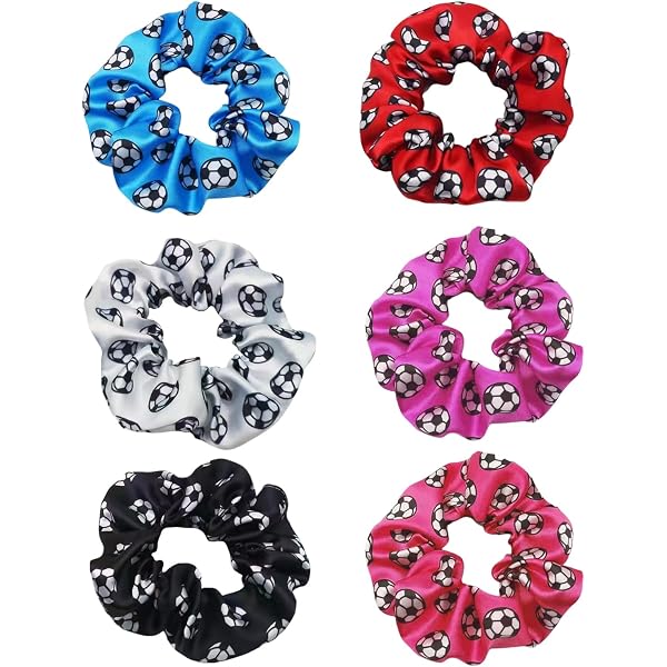 Bohue 6er-Set Fußball-Haargummis – Elastische Satin-Haarbänder, Ca. 10 Cm, Für Sport & Alltag