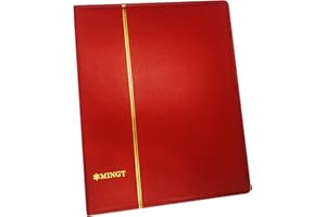 PCCB MINGT Carpeta de 4 anillas de piel sintética PU para álbum de billetes, estampillas, papel moneda, colección de monedas y suministros (Rojo)