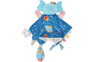 PomeloBaby Baby Comforters Blanket Stuffed Toy Soft Comforter with Teether Silicone, Newborn Gifts for Baby Girl Boy, Kids, and Toddlers (Galaxy Elephant)