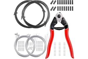 Swpeet Kit de 83 pièces en acier inoxydable avec coupe-câble et gaine, embouts, câbles de frein et de dérailleur, joints toriques pour vélo de montagne et de route
