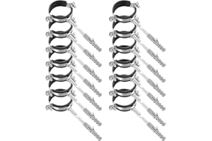 SIYURONGG 15 Pezzi Fascette per Tubi 50mm,Set Fascette a Vite con Guarnizione in Gomma,Supporto Tubi da Parete,Fascette con Viti a Testa Cieca e Tasselli,per Tubi Rotondi Idraulici,Ventilazione, Fissaggio Tubi