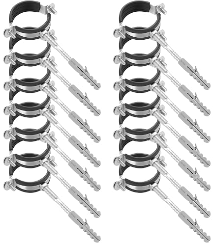 Lot De 15 Colliers De Serrage 50mm Avec Joints Caoutchouc - Acier Inoxydable, Filetage M8 - Pour Tuyaux Plomberie Ventilation