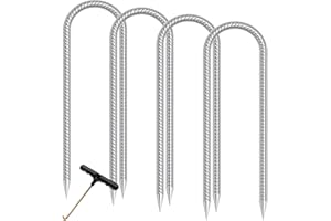 SYNORATORY Trampolines Wind Stakes Heavy Duty U Type Sharp Ends Safety Ground Anchor Galvanized Steel for Soccer Goals, Camping Tents and Huge Garden Decoration