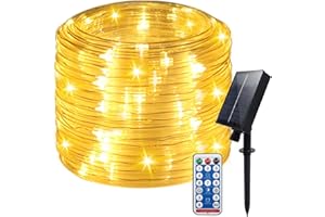 DreiWasser Solar Lichtschlauch, 15M 150 LED Lichterkette Schlauch Glasklar mit Fernbedienung Modi Helligkeit einstellbar für Garten Deko (15M)