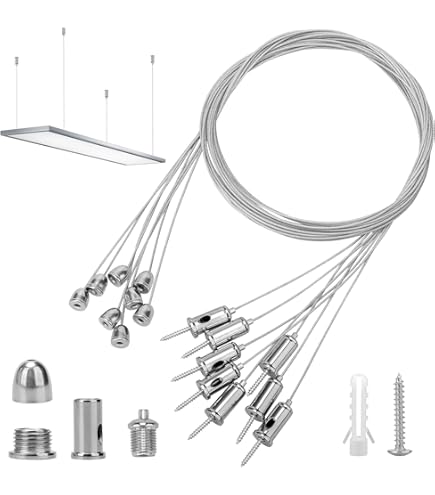 8Stks Zware metalen Licht Ophangkabel Set, 1.5mm x 1.5m Verstelbare Spiegel Staalkabel, Gevlochten Schilderij Hangende Draad, Hangdraad voor LED Paneelverlichting Plafondlamp