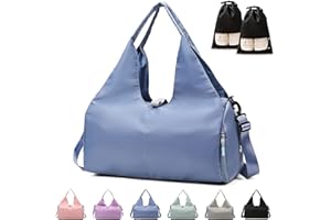 GLGHMH Gym Bag Womens, Yoga Mat Bag Sport Travel Bag with 2pcs Shoes Compartment, Waterproof Sports Gym Bag for Sport Travel Hiking (Blue)