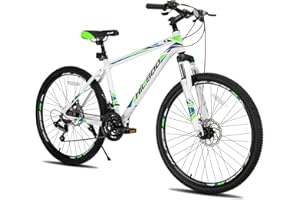 HH HILAND HILAND 26/27.5 Inch Mountain Bike, 21 Speed MTB with Disc Brakes, Aluminium Frame Mountain Bike For Men Women, Commuting Bicycle for Adult, Black/Orange/White