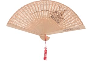Healifty Sandelholz-Faltfächer 1 Stück – Chinesischer/Japanischer Handfächer Im Retro-Stil Für Frauen Und Mädchen, Faltbarer Handfächer Für Hochzeitstanzparty (Orchidee)