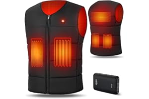 UNBON Gilet Chauffant Homme Femme avec Batterie Incluse 10000mAh, Gilet Chauffant USB Électrique Col V, Veste sans Manche Chauffante avec 3 Chaleurs 5 Zones Chauffage pour Moto Chasse Travail