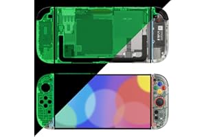 eXtremeRate DIY Replacement Shell Buttons for Nintendo Switch 2, Custom Console Rear Back Plate + Faceplate with Decorative Strips Direction Keys for Joycon 2 - Essence Version - Glow in Dark - Green
