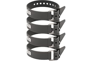 Appia Lot de 4 sangles d'arrimage de 35 cm avec porte-jarretelles pour vélo, ski, vélo, camping, bricolage, en TPU avec boucle en aluminium inoxydable