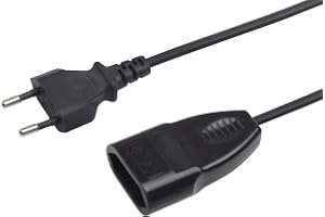 Meister Euro-förlängning – 5 m kabel – svart – plastledning – IP20 inomhus – perfekt för lampor och ljusslingor/förlängningsk