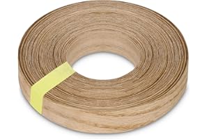 HERLLD Real Red Oak Iron-On Edging,Pre-glued Flexible,Real Wood Tape Banding Oak Veneer Edging Tape Veneer Roll Preglued Hot Melt Adhesive Cabinet Repair Furniture Restoration(19MM*10M)