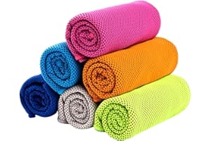 VDFJEK Cooling Towel 6pcs Sweat Towel, Cool Towel, Cooling Towels, Gym Towel, Cooling Towels for Neck, Gym Towels (40"x 12") for Yoga Outdoor Golf Running Hiking Sports Camping Travel