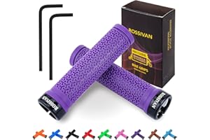 Rossivan Professional Bike Handlebar Grips,Mountain Bike Grips with Soft and Comfortable Anti-slip Rubber,Single Lock-on MTB Grips,for BMX,Scooter,Folding,Commuter Bicycle