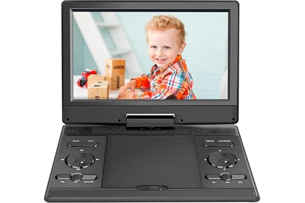Lecteur DVD Portable 14,9'' avec écran HD 12,1'', Batterie Rechargeable, Prise en Charge du Transfert USB/SD/AV, synchronisation écran TV/projecteur, Noir, YOOHOO