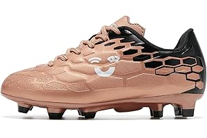 LEOCI Kids Football Shoes for Boys Girls Soccer Cleats Lightweight AG FG for Outdoor Astro Turf Ground Training Softball Shoes for Little Big Kids