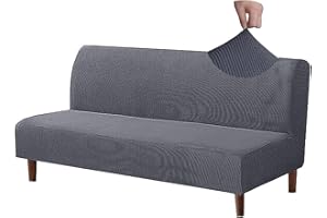 Jaotto Housse de Canape Clic Clac Extensible 3 Places, Housse de Canapé sans Bras Élastique, Couverture de Canapé Jacquard, Couverture de Canapé-Lit Universel,Protection de Canapé,Gris