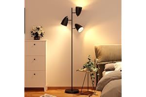 ‎ADDLON addlon Stehlampe Wohnzimmer, Stehlampe mit 3 Flammige Retro Stehlampe Schwarz, Stehleuchte Industrial für Wohnzimmer, Schlafzimmer und Büro