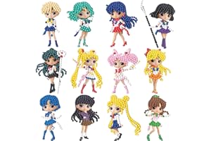 MOOWI 5D Diamond Painting Sticker, 12PCS Sailor Moon Diamant Malerei Aufkleber, Cartoon Diamanten Malerei Kinder, DIY Diamant Painting Kit für Kinder und Erwachsene Anfänger (D)