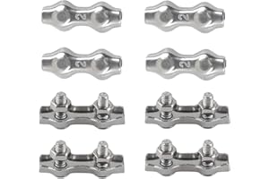 RSHUHX M2 Duplex Clips Serre-câbles en Acier Inoxydable 304 Pinces Duplex pour Filin pour Cordes à Linge en Câble Métallique Voiles de Soleil Suspendues Patio Fixe 8pièces