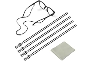 Qufiiry Cordon Gafas, 4 Piezas Cordon Gafas Hombre, Negro Cuerda Gafas de Sol, Sujeta Gafas, Cadena Gafas Mujer, Cadenas de Gafas Ajustable para Hombre, Mujer y Niño