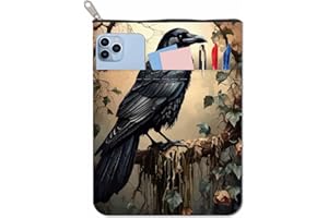 CRASPIRE Copertina per Libri Raven Book Covers Custodia per Libri A Forma di Uccello retrò Protezione per Libri Tascabili Copertina in Tessuto Lavabile con Cerniera e Tasca Extra per Gli Amanti