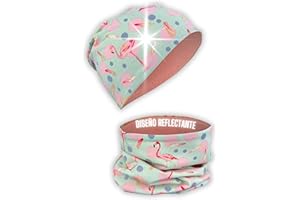 HECKBO 360° reflector conjunto de gorro y bufanda para niños - 95% algodón - material elástico suave y fácil de cuidar - Beanie primavera otoño invierno