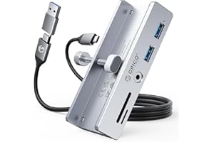 ORICO Hub USB 3.0 5 w 1 z Czytnikiem Kart SD/TF, 2 Portami USB-A, Audio 3,5 mm, 5 Gb/s, Przyłączem Zasilania 5 V - Do Monitorów, Komputerów